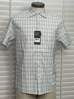 Salt Life SLX Performance Light Gray/White Plaid Short-Sleeve Button-Down Shirt